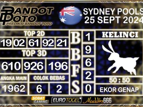 Prediksi Togel Sydney Pools 25 SEPTEMBER 2024