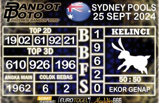 Prediksi Togel Sydney Pools 25 SEPTEMBER 2024