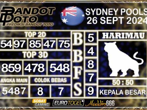 Prediksi Togel Sydney Pools 26 SEPTEMBER 2024