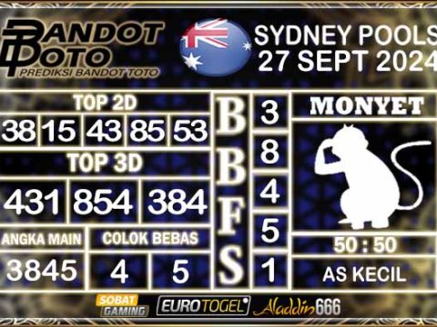 Prediksi Togel Sydney Pools 27 SEPTEMBER 2024