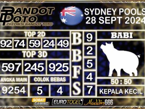 Prediksi Togel Sydney Pools 28 SEPTEMBER 2024