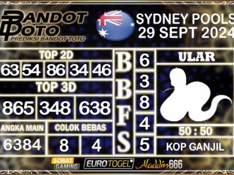 Prediksi Togel Sydney Pools 29 SEPTEMBER 2024