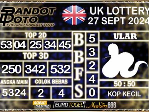 Prediksi Togel UK6D Lottery 27 SEPTEMBER 2024