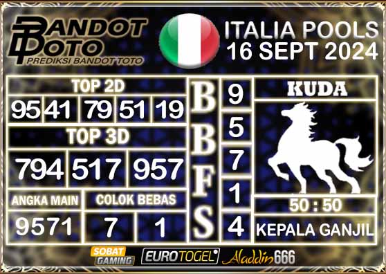 Prediksi Togel Italia Pools 16 SEPTEMBER 2024