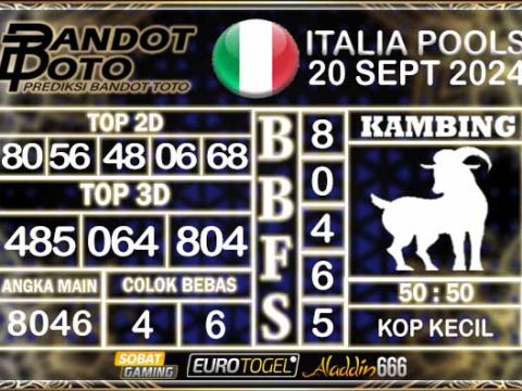 Prediksi Togel Italia Pools 20 SEPTEMBER 2024