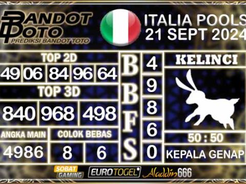 Prediksi Togel Italia Pools 21 SEPTEMBER 2024