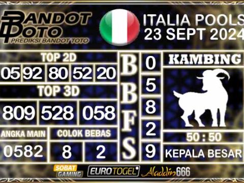 Prediksi Togel Italia Pools 23 SEPTEMBER 2024