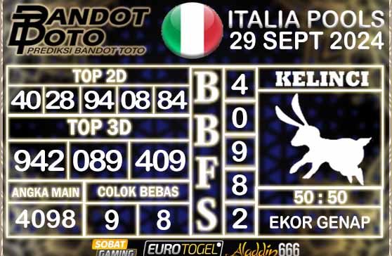 Prediksi Togel Italia Pools 29 SEPTEMBER 2024