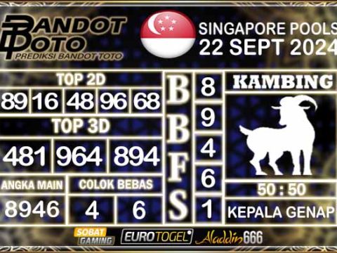 Prediksi Togel Singapore Pools 22 SEPTEMBER 2024