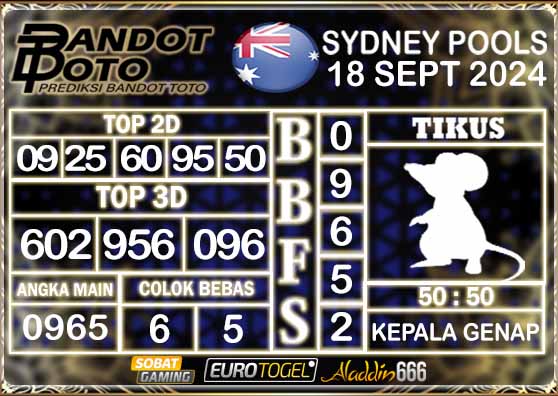 Prediksi Togel Sydney Pools 18 SEPTEMBER 2024