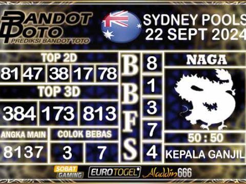 Prediksi Togel Sydney Pools 22 SEPTEMBER 2024