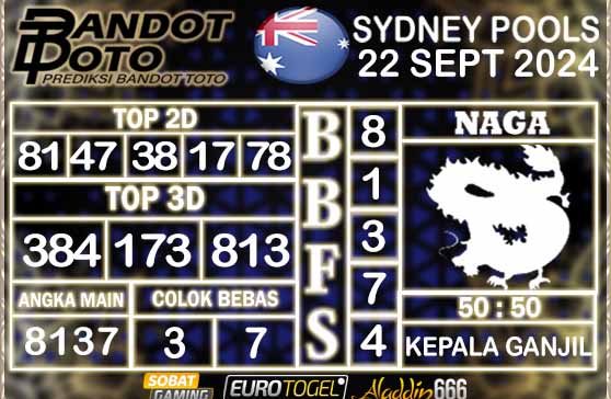 Prediksi Togel Sydney Pools 22 SEPTEMBER 2024