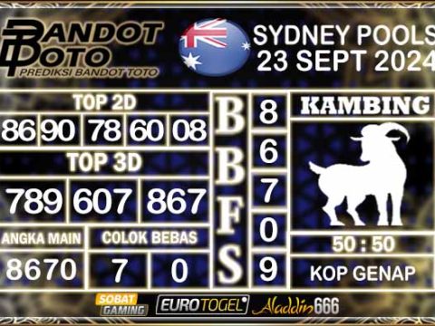 Prediksi Togel Sydney Pools 23 SEPTEMBER 2024