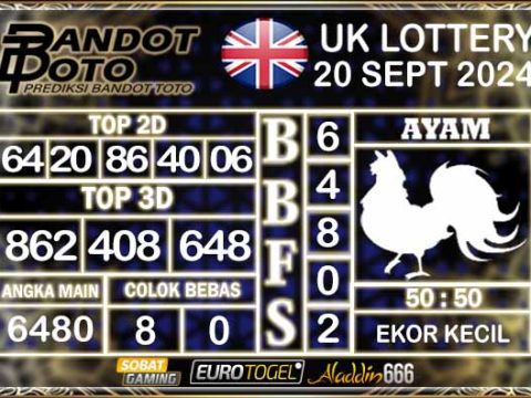 Prediksi Togel UK6D Lottery 20 SEPTEMBER 2024