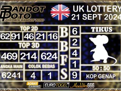 Prediksi Togel UK6D Lottery 21 SEPTEMBER 2024