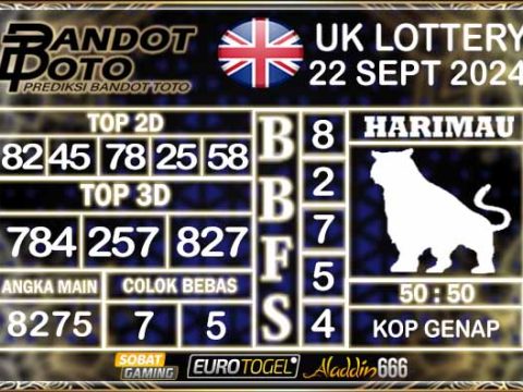 Prediksi Togel UK6D Lottery 22 SEPTEMBER 2024