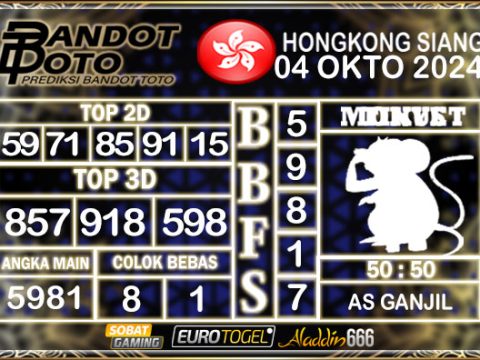 Prediksi Togel HK Siang 04 OKTOBER 2024