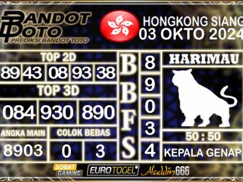 Prediksi Togel HK Siang 03 OKTOBER 2024