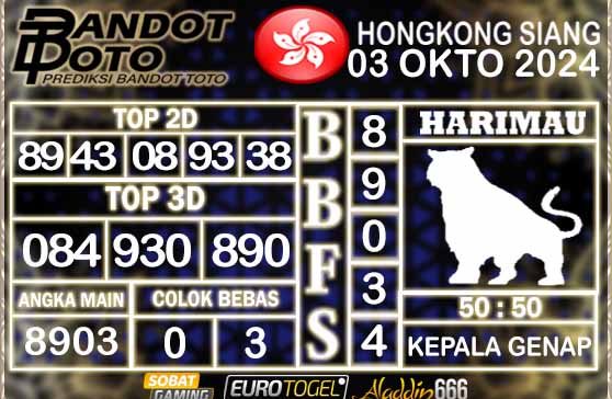 Prediksi Togel HK Siang 03 OKTOBER 2024