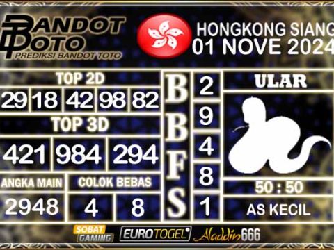 Prediksi Togel HK Siang 01 NOVEMBER 2024