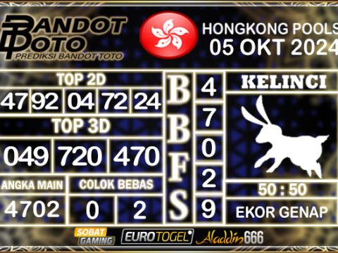 Prediksi Togel Hongkong Pools 05 OKTOBER 2024