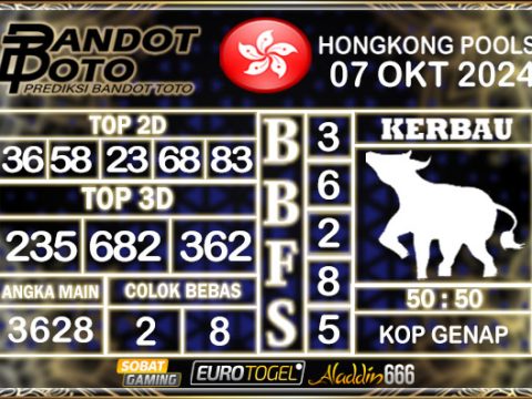 Prediksi Togel Hongkong Pools 07 OKTOBER 2024