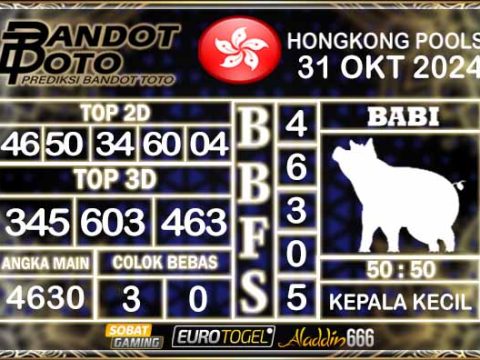 Prediksi Togel Hongkong Pools 31 OKTOBER 2024