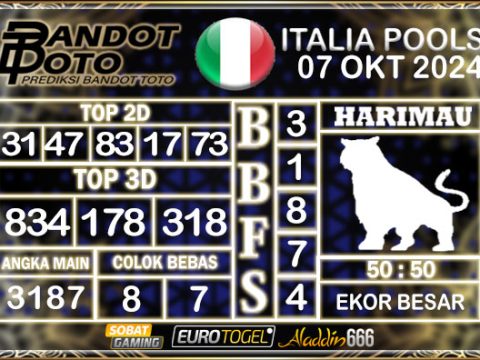 Prediksi Togel Italia Pools 07 OKTOBER 2024