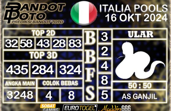 Prediksi Togel Italia Pools 16 OKTOBER 2024