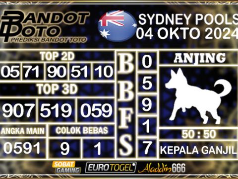 Prediksi Togel Sydney Pools 04 OKTOBER 2024