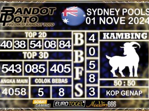 Prediksi Togel Sydney Pools 01 NOVEMBER 2024