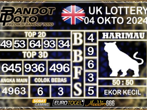 Prediksi Togel UK6D Lottery 04 OKTOBER 2024