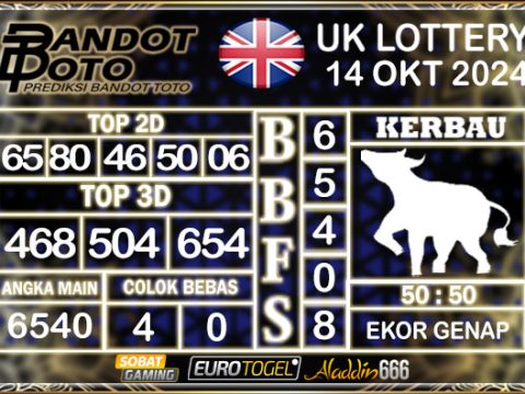 Prediksi Togel UK6D Lottery 14 OKTOBER 2024