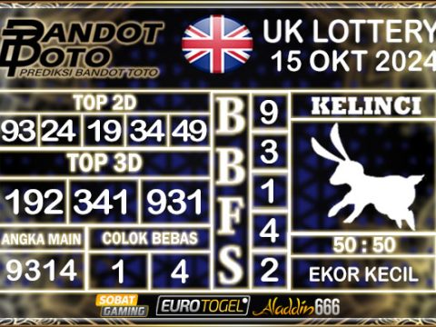 Prediksi Togel UK6D Lottery 15 OKTOBER 2024