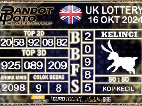 Prediksi Togel UK6D Lottery 16 OKTOBER 2024