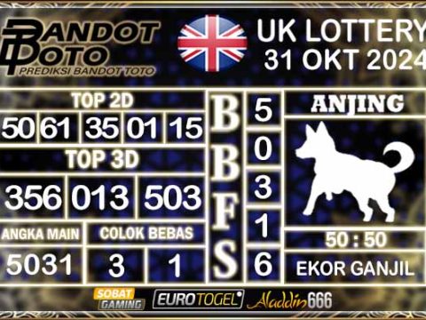 Prediksi Togel UK6D Lottery 31 OKTOBER 2024