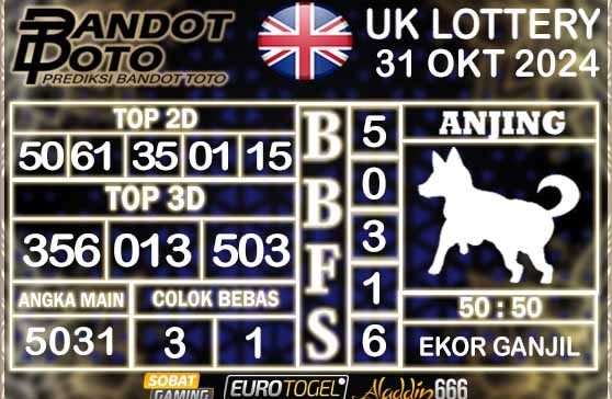 Prediksi Togel UK6D Lottery 31 OKTOBER 2024