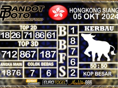 Prediksi Togel HK Siang 05 OKTOBER 2024