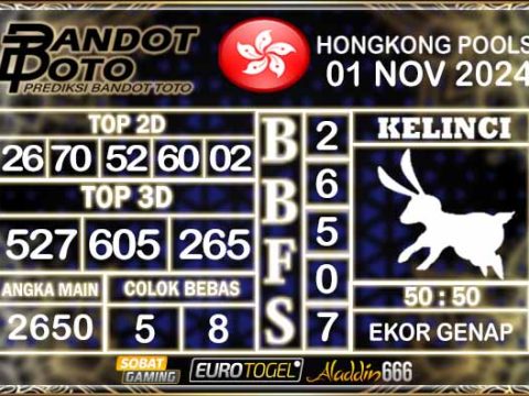 Prediksi Togel Hongkong Pools 01 NOVEMBER 2024