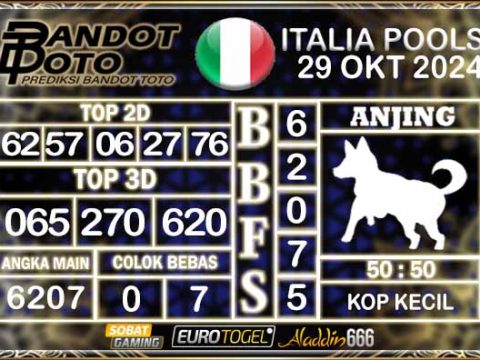 Prediksi Togel Italia Pools 29 OKTOBER 2024