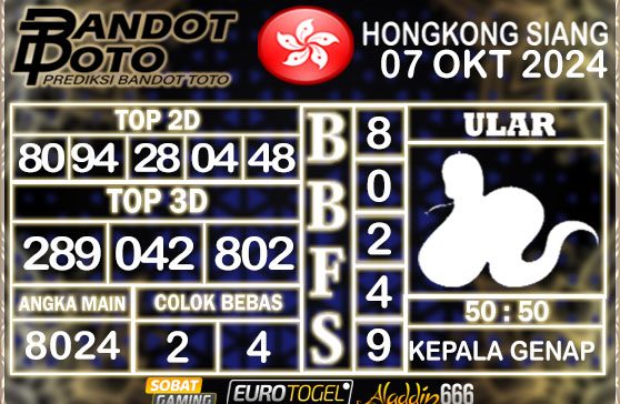 Prediksi Togel HK Siang 07 OKTOBER 2024