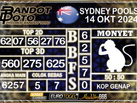 Prediksi Togel Sydney Pools 14 OKTOBER 2024