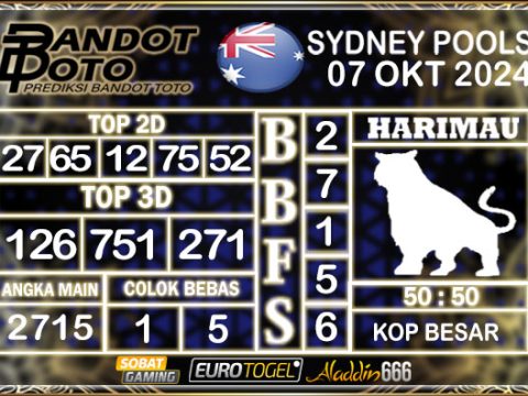 Prediksi Togel Sydney Pools 07 OKTOBER 2024