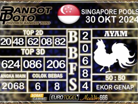 Prediksi Togel Singapore Pools 30 OKTOBER 2024