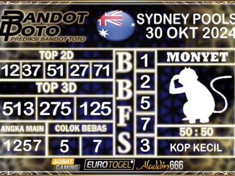 Prediksi Togel Sydney Pools 30 OKTOBER 2024