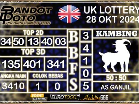 Prediksi Togel UK6D Lottery 28 OKTOBER 2024