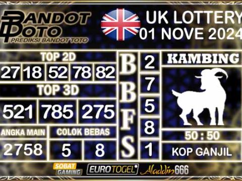 Prediksi Togel UK6D Lottery 01 NOVEMBER 2024