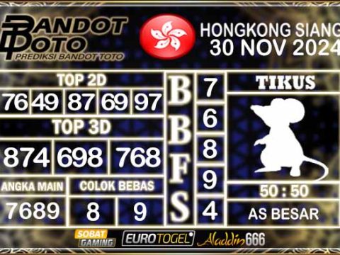 Prediksi Togel HK Siang 30 NOVEMBER 2024