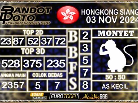 Prediksi Togel HK Siang 03 NOVEMBER 2024