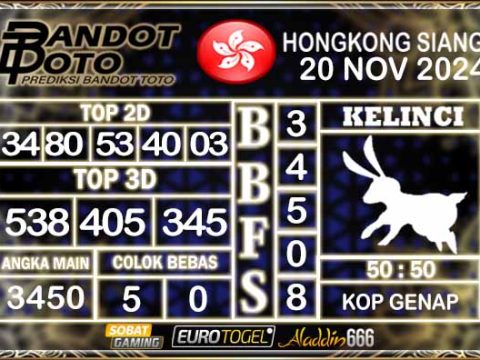 Prediksi Togel HK Siang 20 NOVEMBER 2024